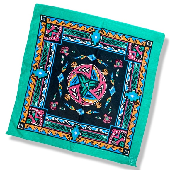 American Vintage Other - Vintage 1993 Made In USA Aztec Pattern Western Bandana